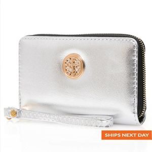 Metal Detail Meatlic Leather Medium Size Wallet